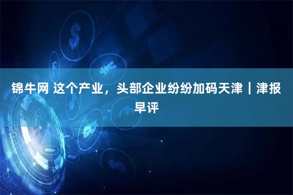 锦牛网 这个产业，头部企业纷纷加码天津｜津报早评